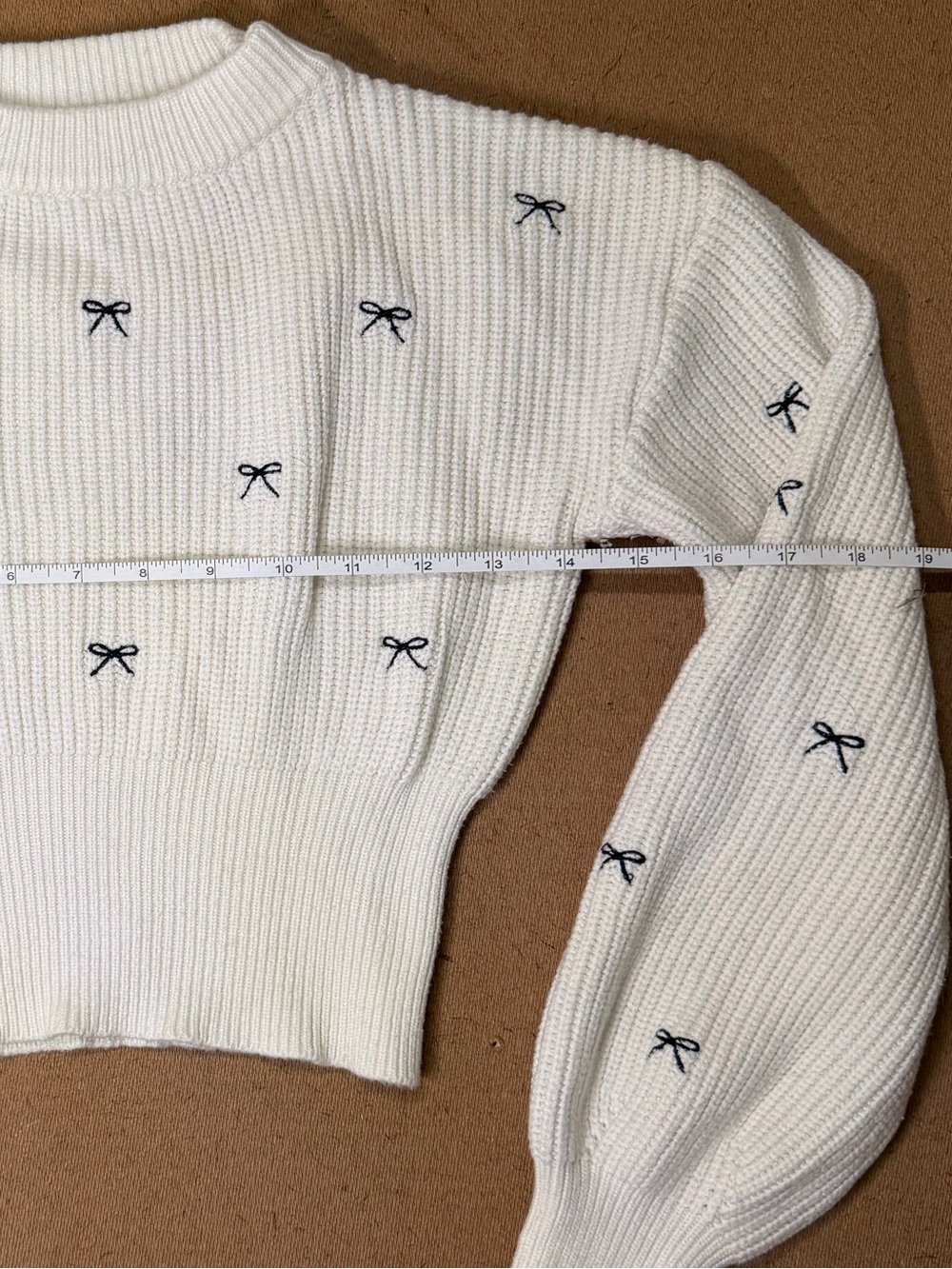 Altar’d State Cream Bow Embroidered Cropped Sweater - Picture 5 of 5